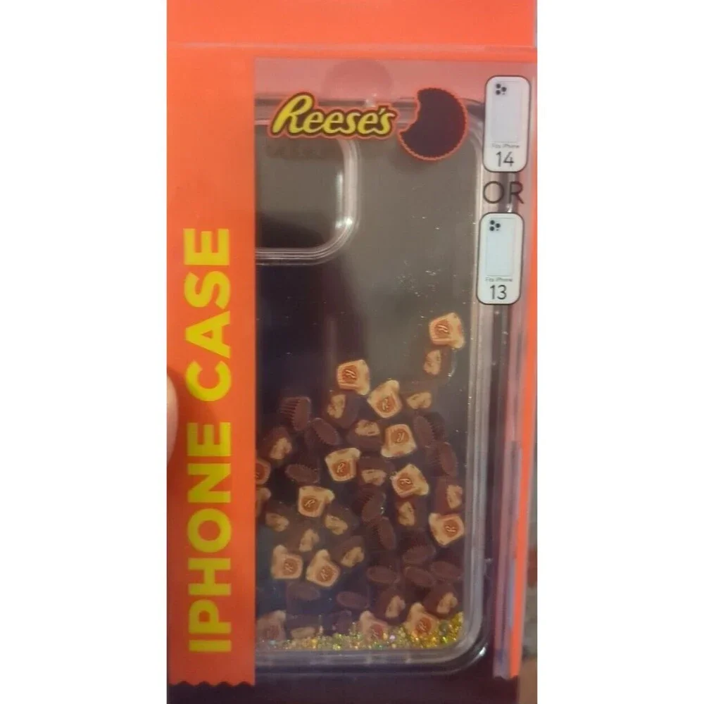 NEW Reese’s iPhone Case Fits 14 & 13 Clear NIP Hershey Chocolate Lovers Glitter